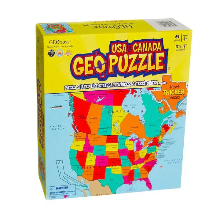 USA & Canada GeoPuzzle 69 Piece Jigsaw Puzzle Geotoys - BIG FRENCHIES
