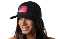 Betsy Ross Flag Trucker Hat  |  Black USA Snapback