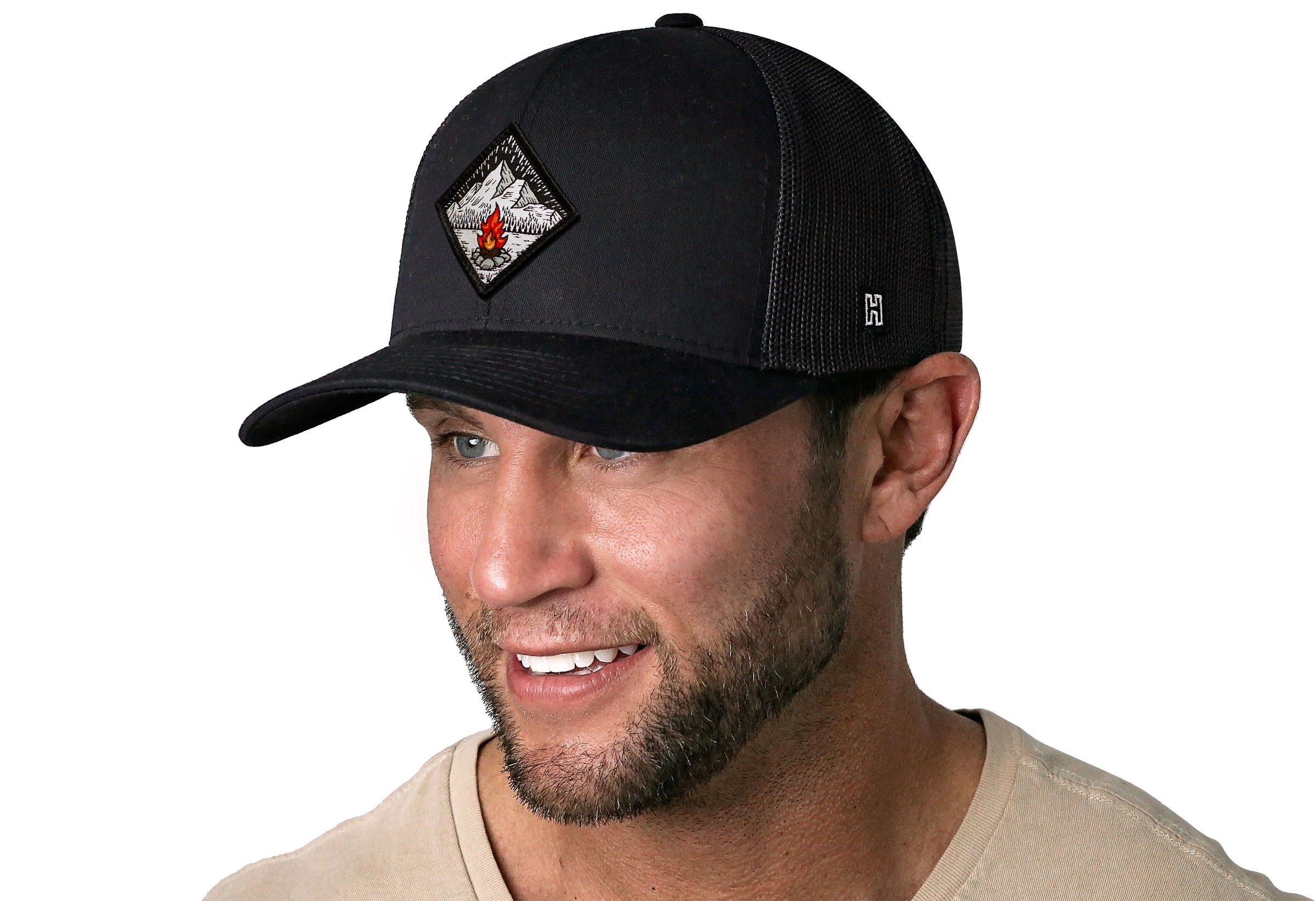 Campfire Trucker Hat  |  Black Outdoors Snapback