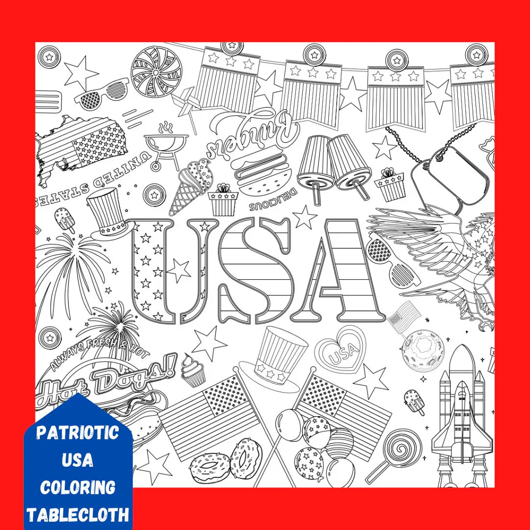 USA Patriotic Coloring Tablecloth - BIG FRENCHIES