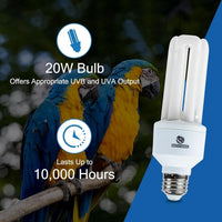 UVA UVB Bird Light Bulb 20W Full Spectrum Compact Lamp for Captive Birds