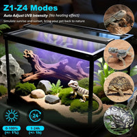 UVB Reptile Light 28.5” 18W LED UVA UVB Lamp with Auto Modes, Heat Dissipation & Timer for Terrariums