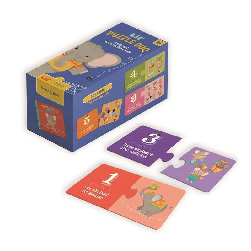 Un Elefante Numbers Puzzle Duo 20 Piece Jigsaw Puzzle Gibbs Smith - BIG FRENCHIES