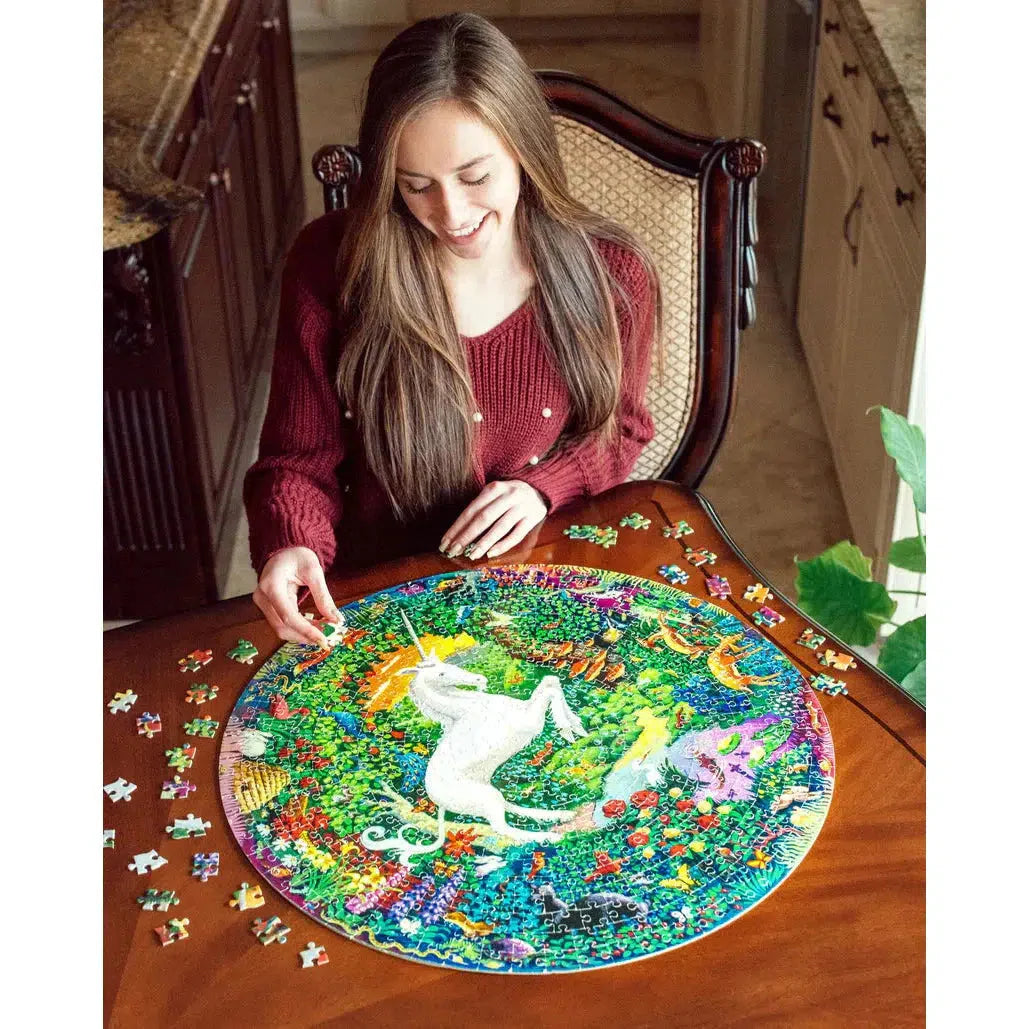Unicorn Garden 500 Piece Round Jigsaw Puzzle eeBoo