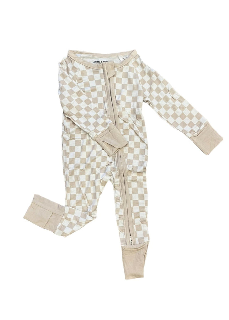Checkered Bamboo Sleeper | Soft Baby Onesie - BIG FRENCHIES