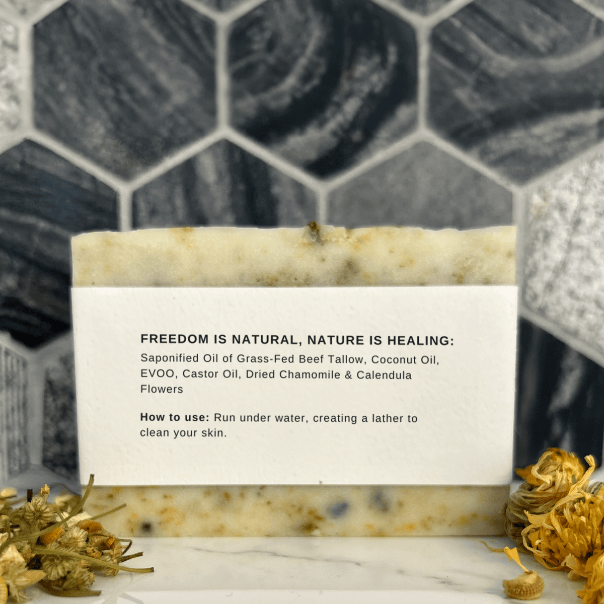 Dried Chamomile & Calendula Unscented Tallow Soap Bar - BIG FRENCHIES
