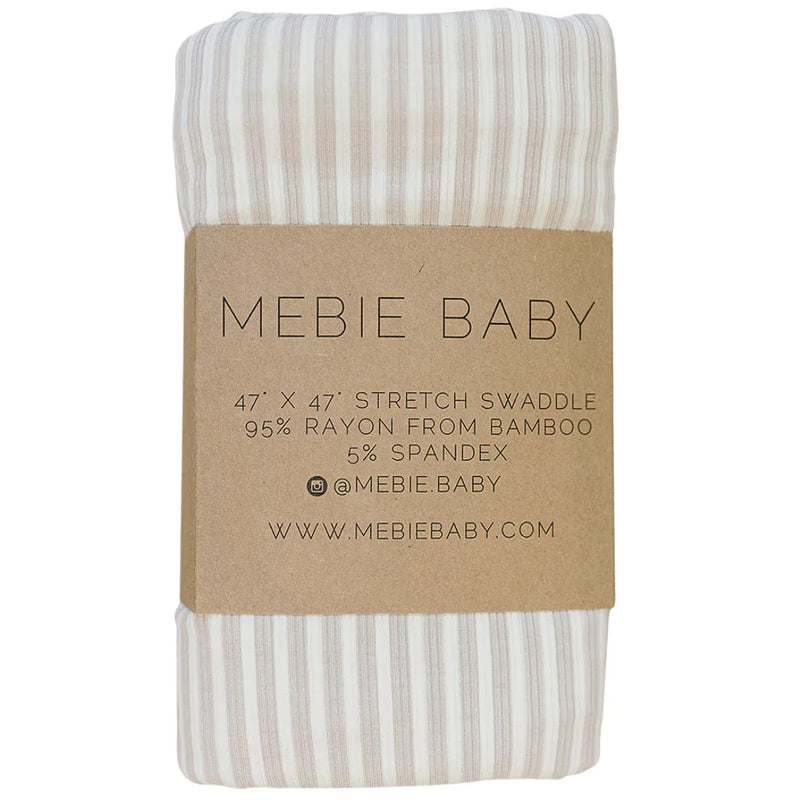 Taupe Stripe Ribbed Bamboo Stretch Swaddle - BIG FRENCHIES