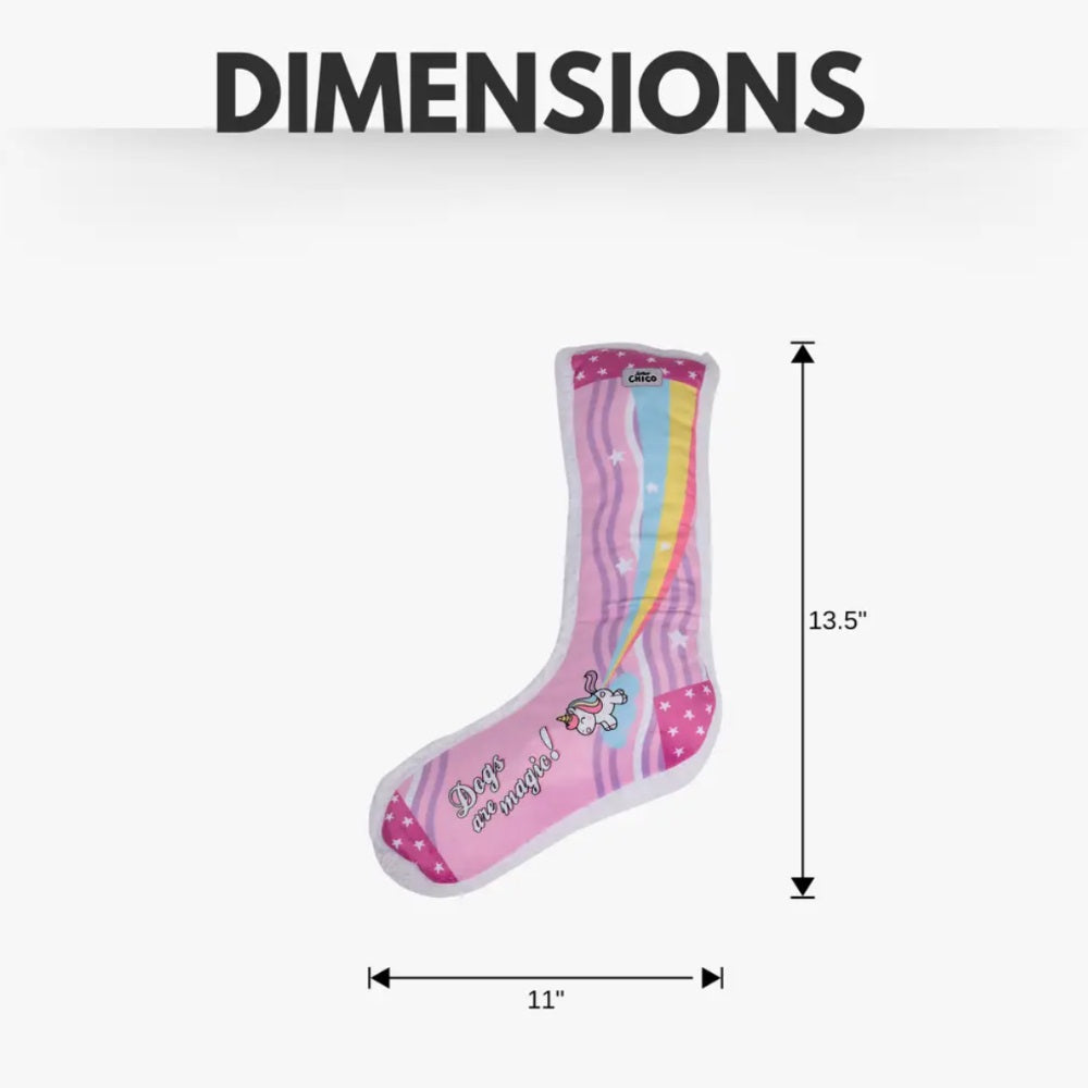 Squeaky Sock Plush Dog Toy – Whimsy Wonders Unicorn Design - BIG FRENCHIES