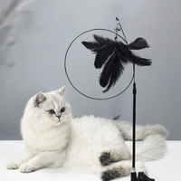 Interactive Cat Teaser Stick with Natural Feathers & Suction Cup - BIG FRENCHIES
