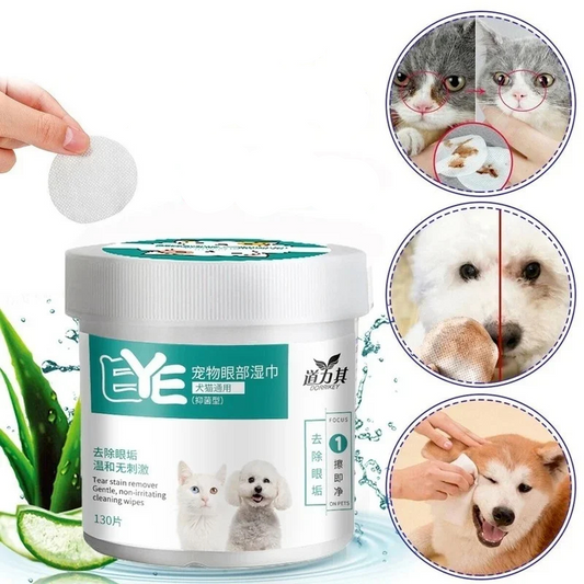 Gentle Pet Eye Wipes for Tear Stains 130 Pcs - BIG FRENCHIES