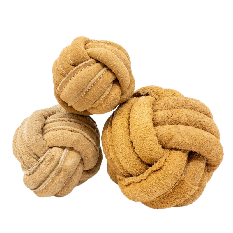 Huggle-Hide® Natural Leather Ball Dog Toy, 2 Pack - BIG FRENCHIES