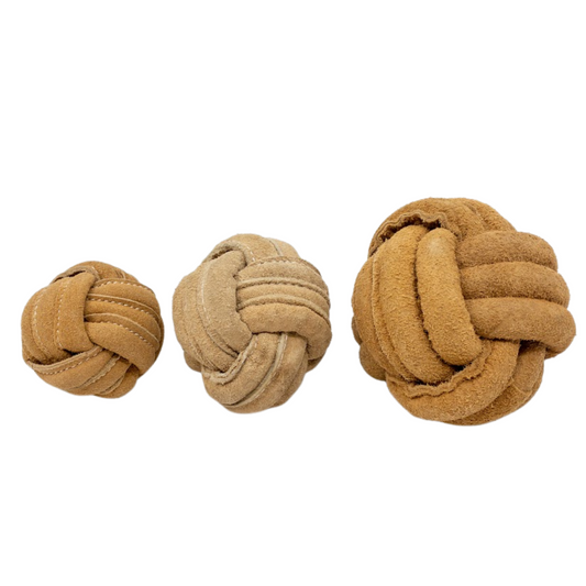 Huggle-Hide® Natural Leather Ball Dog Toy, 2 Pack - BIG FRENCHIES