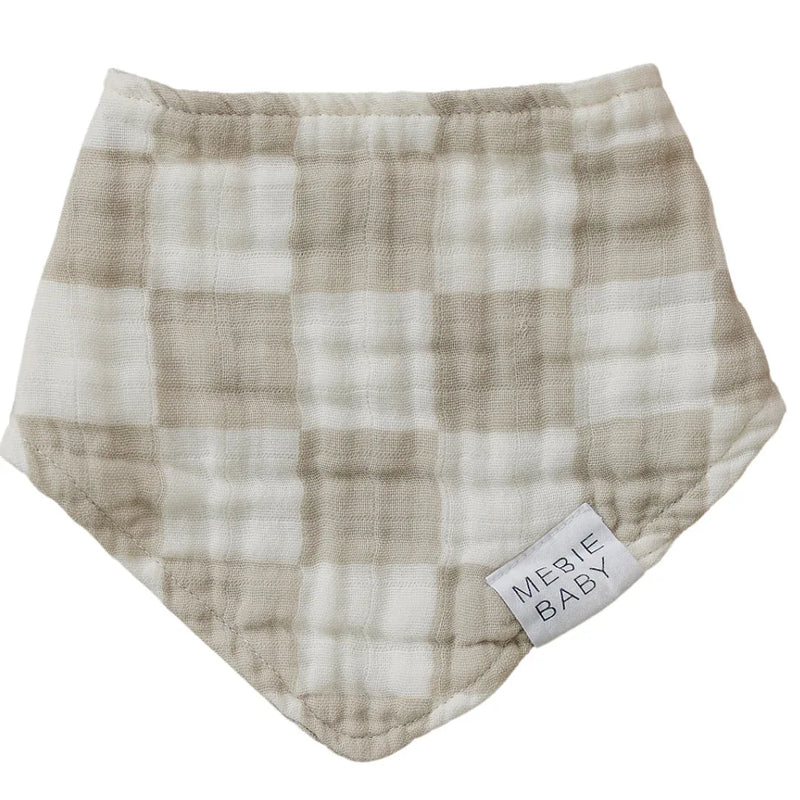 Taupe Checkered Muslin Bib - BIG FRENCHIES