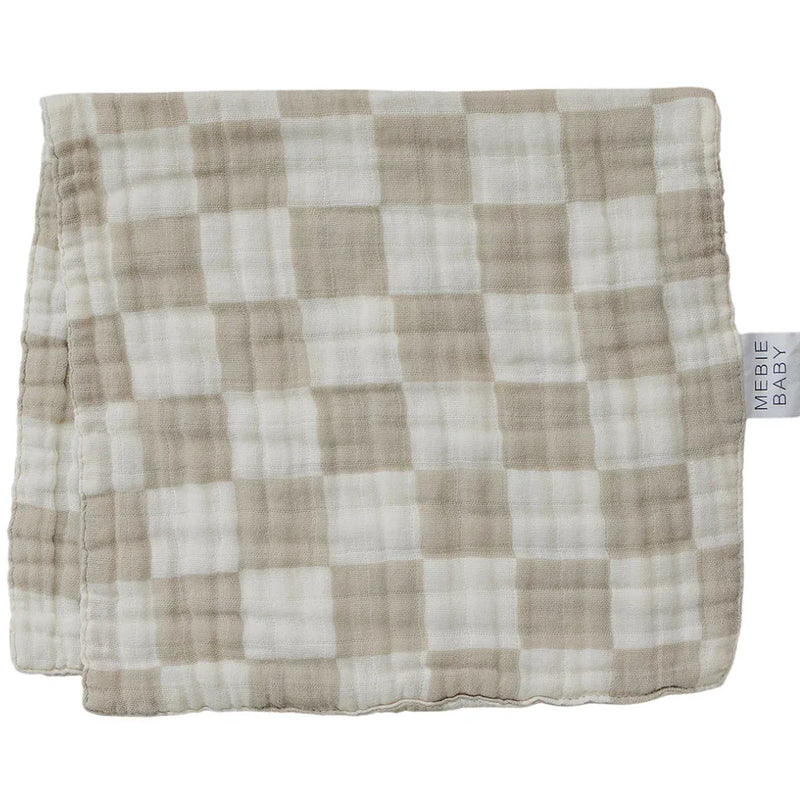 Taupe Checkered Muslin Burp Cloth - BIG FRENCHIES
