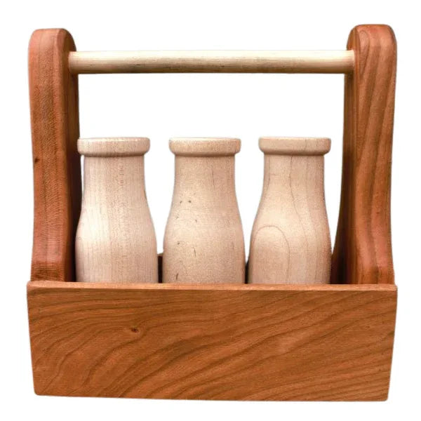 Milk Crate with Three Wooden Bottles - BIG FRENCHIES