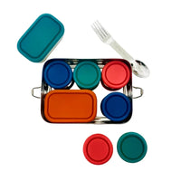 Stainless Steel Snack Rectangle Container Set (Two) for Veggies, Fruit, Chips, Dips and more - BIG FRENCHIES