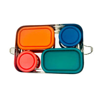 Stainless Steel Snack Rectangle Container Set (Two) for Veggies, Fruit, Chips, Dips and more - BIG FRENCHIES