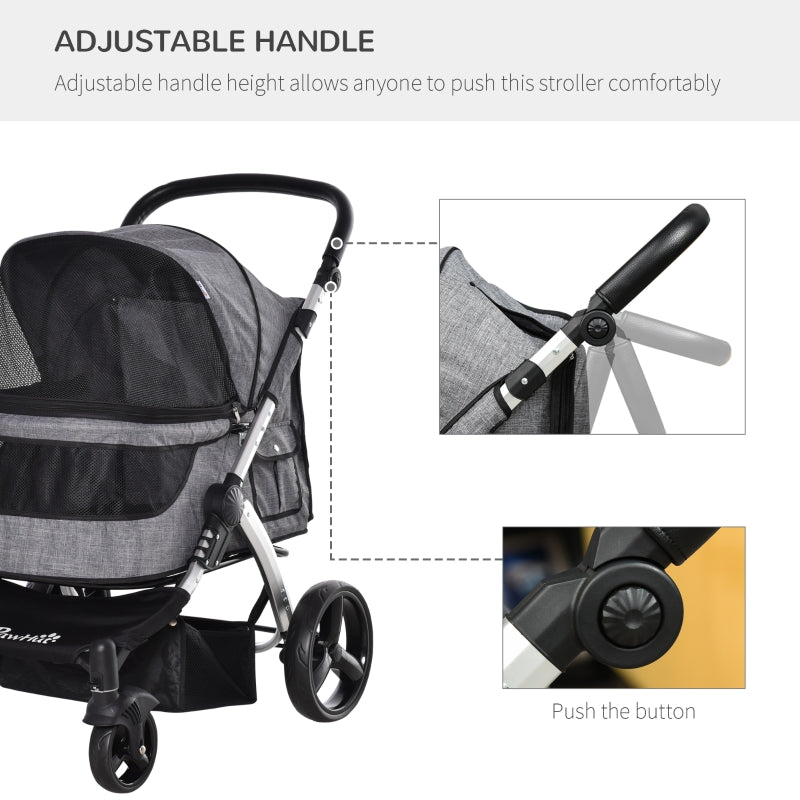 Travel Pet Stroller with Adjustable Handlebar - BIG FRENCHIES