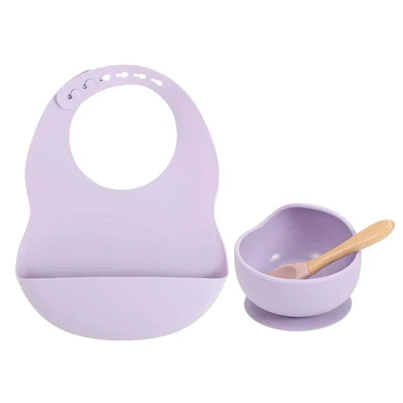 Colorful Silicone Feeding Set for Babies: Bib, Bowl, and Spoon - BIG FRENCHIES