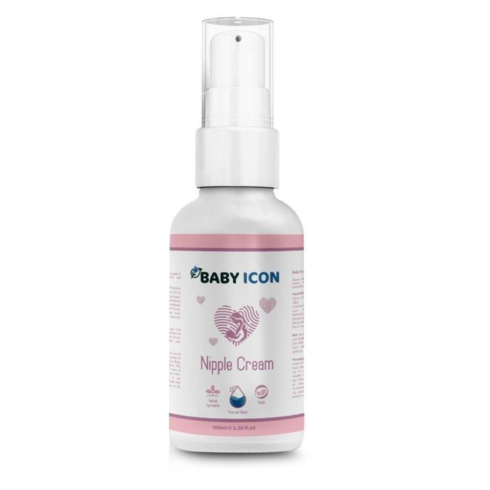 Baby Icon Organic Nipple Cream - Natural Soothing Relief for Breastfeeding Mothers, Vegan & Scentless, 1.01 fl oz