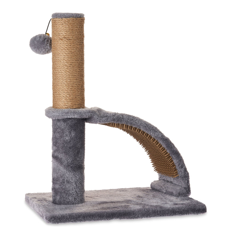 Upgrade your kitty's playtime with our 17" Deluxe Jute Cat Scratching Post & Arch Grooming Massager in stylish gray! 🐾✨ Perfect for happy paws and a healthy coat! - BIG FRENCHIES