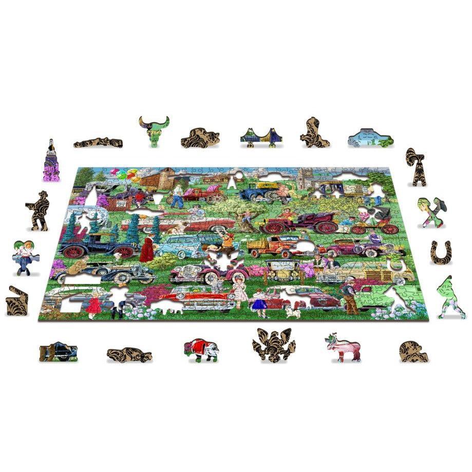 Vintage Cars 505 Piece Wood Jigsaw Puzzle Wooden City - BIG FRENCHIES
