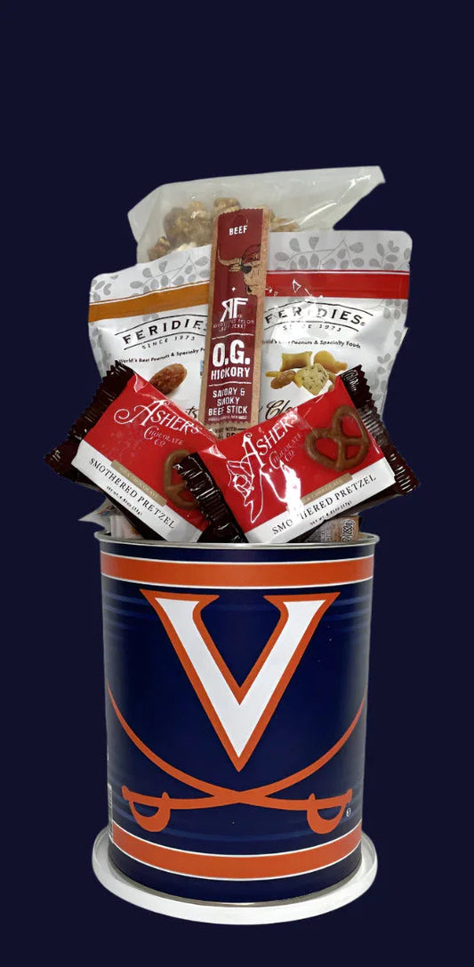 JGB Sports - Virginia Cavaliers Gift Tin Basket - Made In America - BIG FRENCHIES