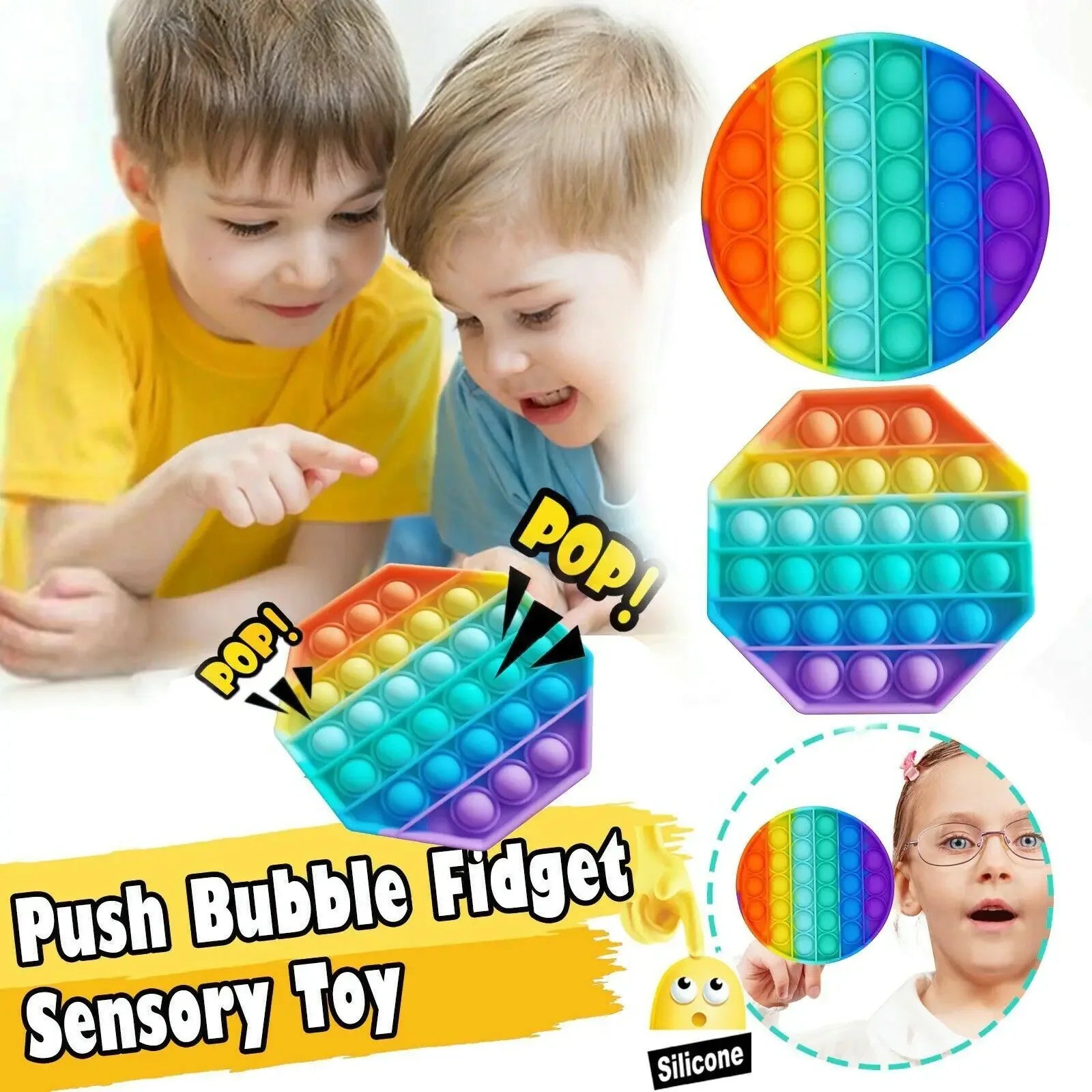 Popit Fidget Toy Push Bubble Sensory Stress Relief Kids Family Games Square Game - # BOT&G51110001 - BIG FRENCHIES
