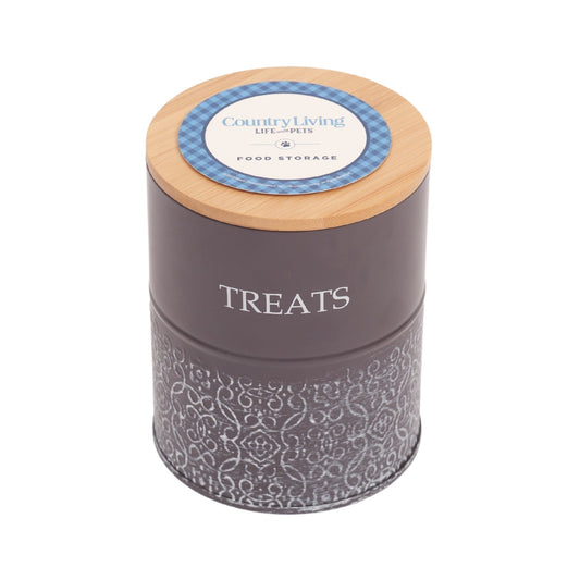 Country Living Dog Treat Canisters - Set of 2 Carbon Steel Jars with Bamboo Lids – Volcanic Gray - BIG FRENCHIES
