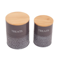 Country Living Dog Treat Canisters - Set of 2 Carbon Steel Jars with Bamboo Lids – Volcanic Gray - BIG FRENCHIES