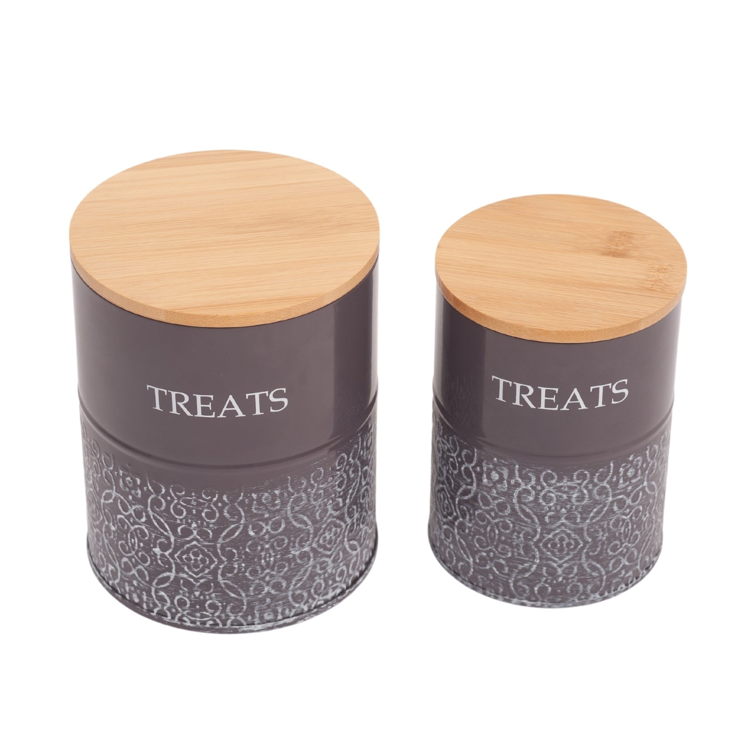 Country Living Dog Treat Canisters - Set of 2 Carbon Steel Jars with Bamboo Lids – Volcanic Gray - BIG FRENCHIES