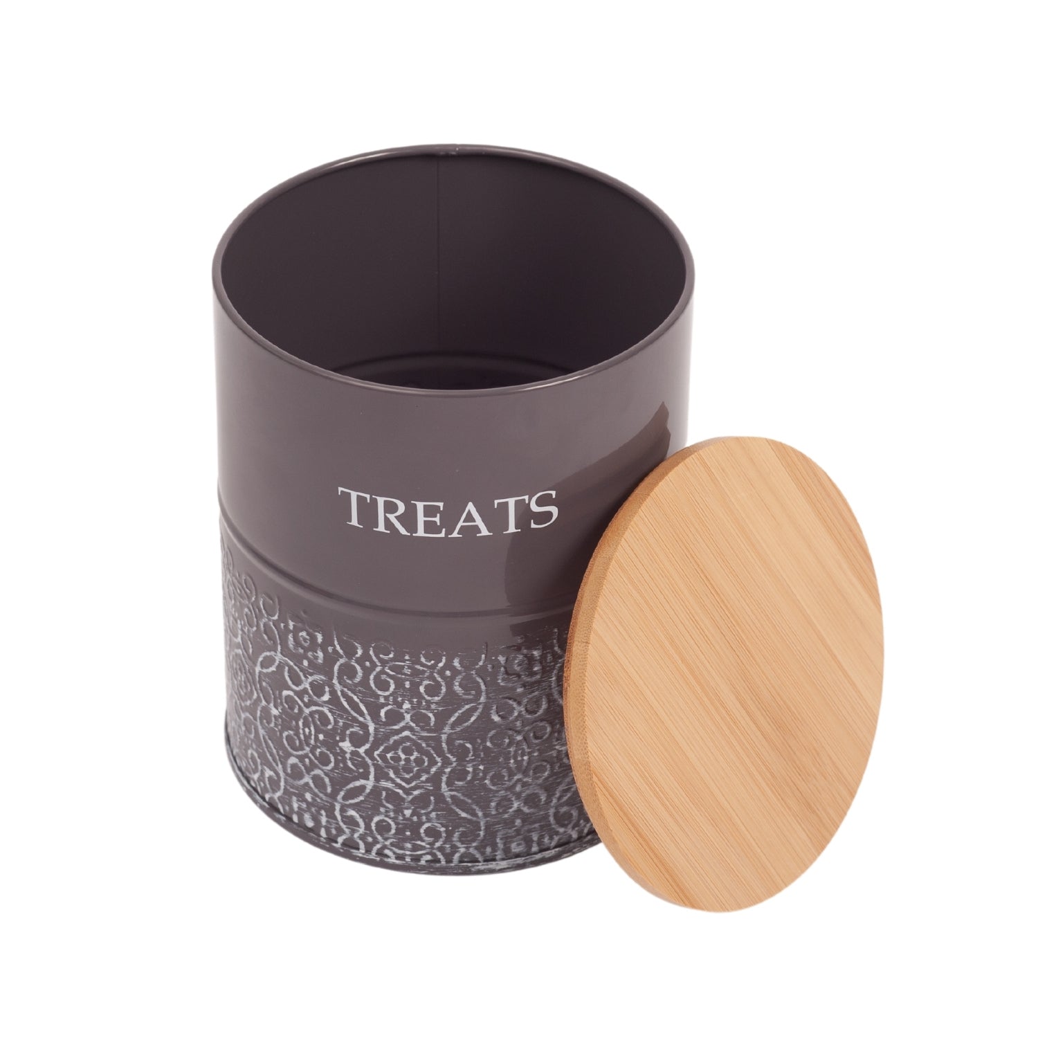 Country Living Dog Treat Canisters - Set of 2 Carbon Steel Jars with Bamboo Lids – Volcanic Gray - BIG FRENCHIES