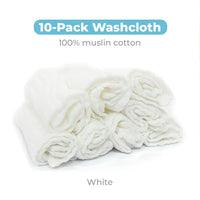 Primo Passi - Muslin Washcloths, 10Pk, White - BIG FRENCHIES