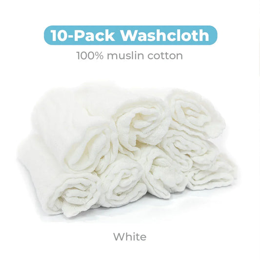 Primo Passi - Muslin Washcloths, 10Pk, White - BIG FRENCHIES