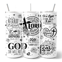 Floral Cross Bible Verses 20oz Personalized Tumbler With Lid and Stainless Steel Straw, Vintage Christian Affirmation Gift Cup