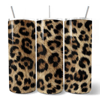 Wild Leopard Spot Pattern 20oz Personalized Tumbler With Lid and Stainless Steel Straw, Stylish Wildlife Gift Cup