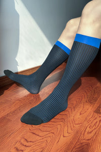 Men’s Mid-Calf Dress Socks - Minimalist Striped Nylon