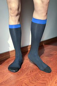 Men’s Mid-Calf Dress Socks - Minimalist Striped Nylon