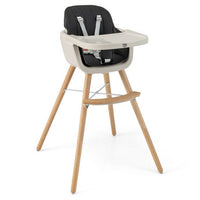 Babyjoy 3 in 1 Convertible Wooden High Chair Toddler Feeding Chair with Cushion Black