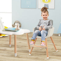 Babyjoy 3 in 1 Convertible Wooden High Chair Toddler Feeding Chair with Cushion Grey