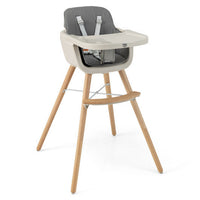 Babyjoy 3 in 1 Convertible Wooden High Chair Toddler Feeding Chair with Cushion Dark Grey