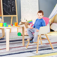 Babyjoy 3 in 1 Convertible Wooden High Chair Toddler Feeding Chair with Cushion Pink