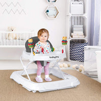 Costway Walker Adjustable Height Removable Toy Wheels Folding Portable Grey