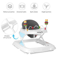 Costway Walker Adjustable Height Removable Toy Wheels Folding Portable Grey