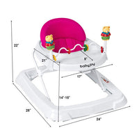 Costway Walker Adjustable Height Removable Toy Wheels Folding Portable Pink