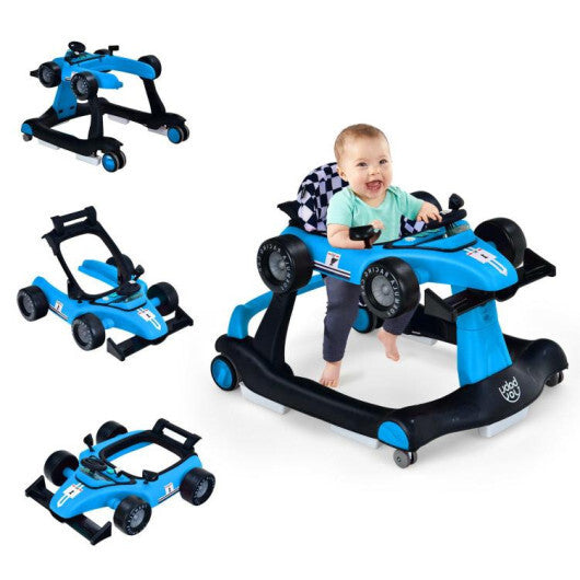 Costway 4-in-1 Baby Walker Foldable Activity Push Walker Adjustable Height Blue