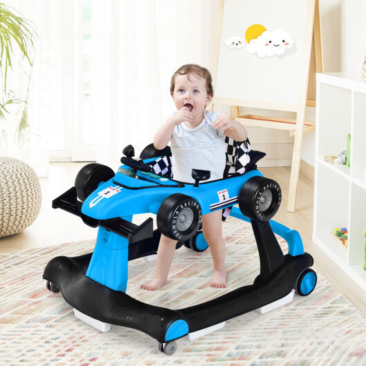 Costway 4-in-1 Baby Walker Foldable Activity Push Walker Adjustable Height Blue