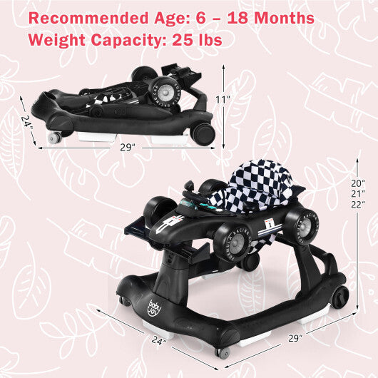 Costway 4-in-1 Baby Walker Foldable Activity Push Walker Adjustable Black