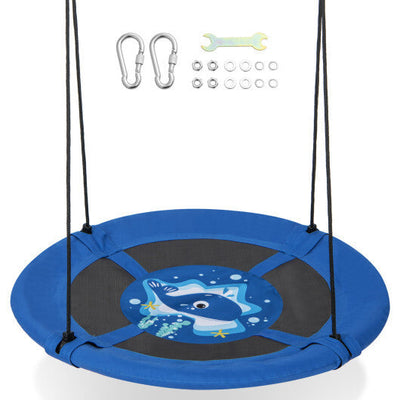Costway 40" Flying Saucer Tree Swing Indoor Outdoor Play Set Swing for Kids Blue Whale