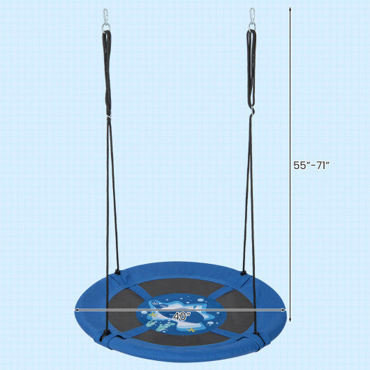 Costway 40" Flying Saucer Tree Swing Indoor Outdoor Play Set Swing for Kids Blue Whale